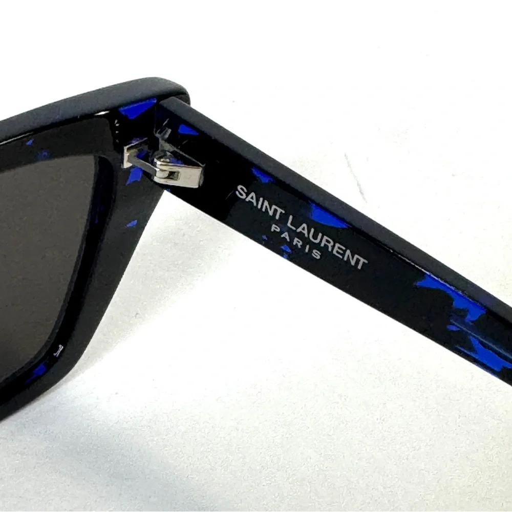 SAINT LAURENT Mica Cat Eye Sunglasses NEW Style SL 276 009 Black Blue Havana
